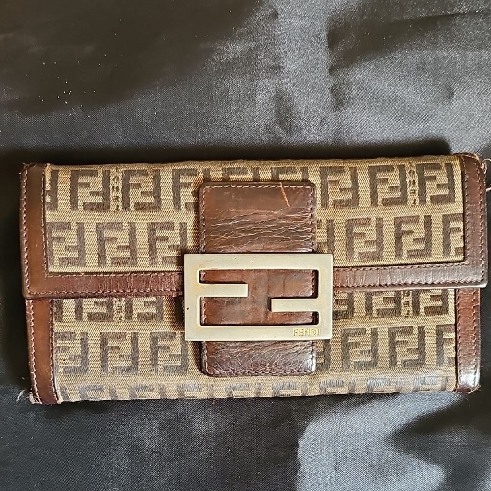 Fendi ZUCCA Monogram Canvas and Leather Wallet